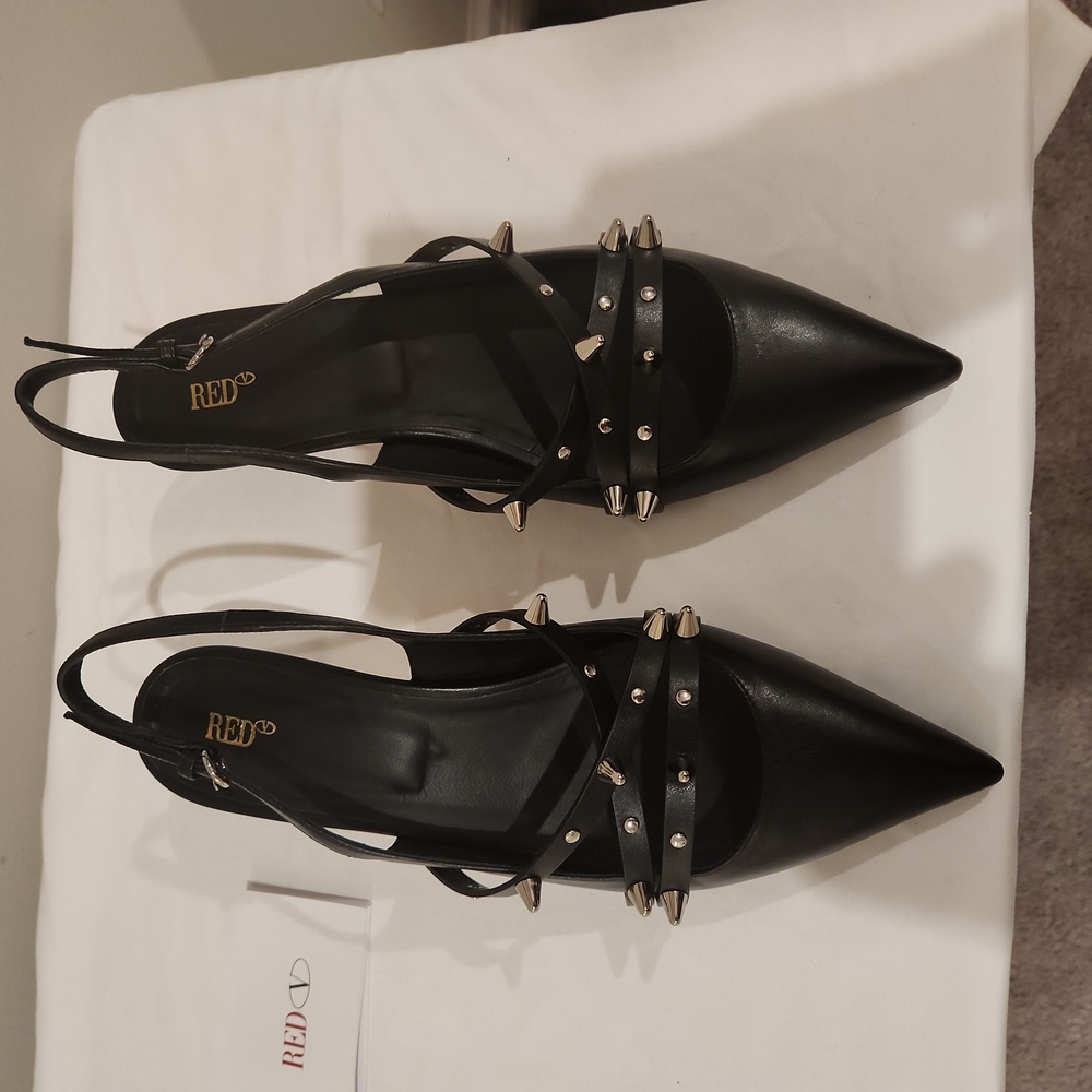 Red Valentino black leather slingback shoes